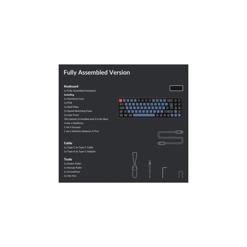 Keychron Q7, Gaming-Tastatur(schwarz/blaugrau, DE-Layout, Gateron G Pro Brown, Hot-Swap, Aluminiumrahmen, RGB)