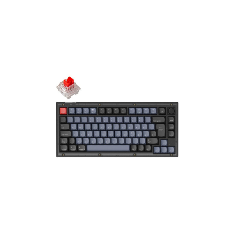 Keychron V1 Knob, Gaming-Tastatur(schwarz/blaugrau, DE-Layout, Keychron K Pro Red, Hot-Swap, RGB)