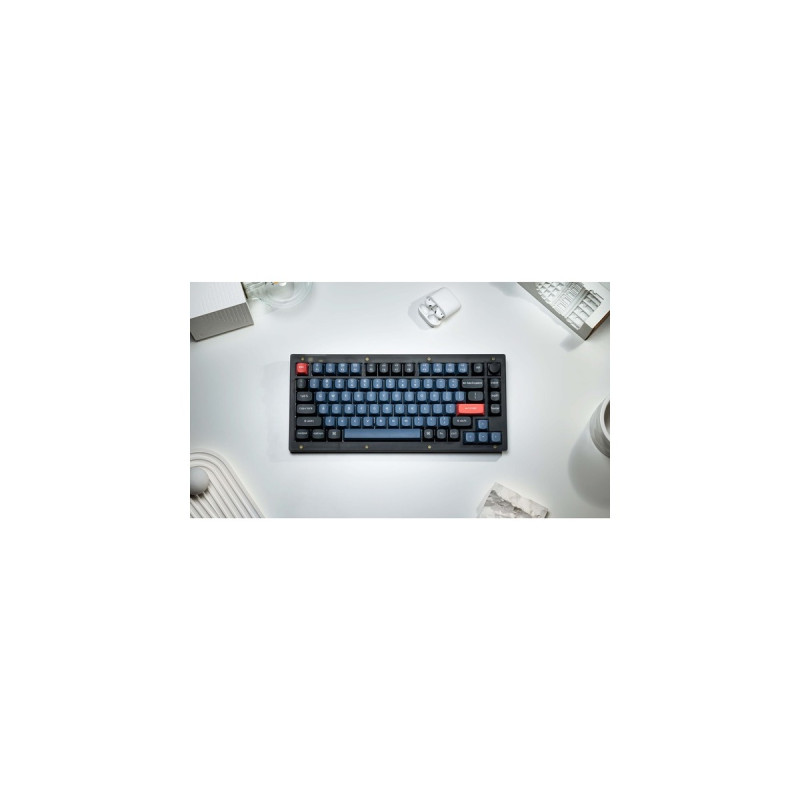 Keychron V1 Knob, Gaming-Tastatur(schwarz/blaugrau, DE-Layout, Keychron K Pro Red, Hot-Swap, RGB)