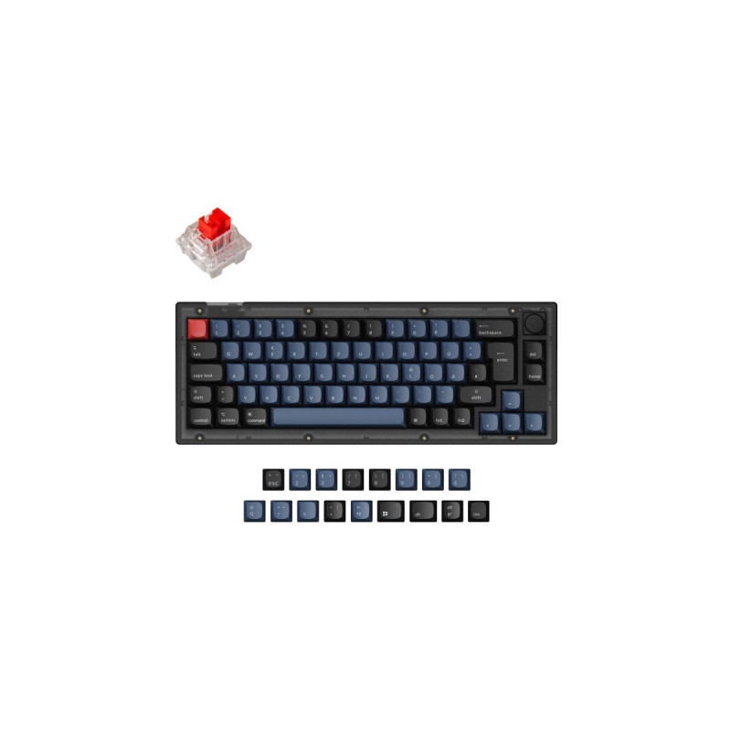 Keychron V2, Gaming-Tastatur(schwarz/blaugrau, DE-Layout, Keychron K Pro Red, Hot-Swap, RGB)