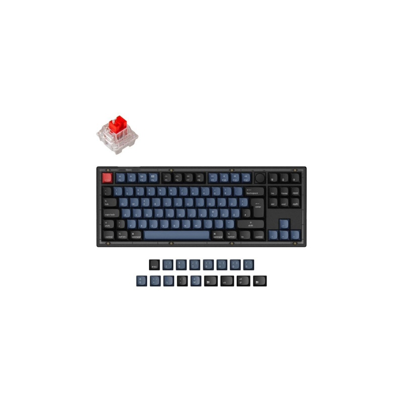 Keychron V3 Knob, Gaming-Tastatur(schwarz/blaugrau, DE-Layout, Keychron K Pro Red, Hot-Swap, RGB, Outlet)