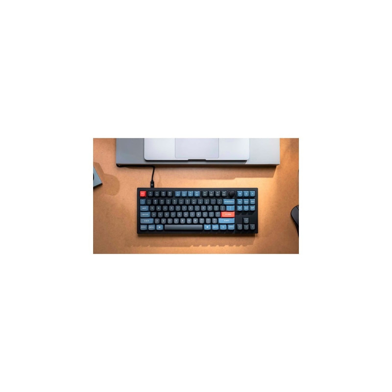 Keychron V3 Knob, Gaming-Tastatur(schwarz/blaugrau, DE-Layout, Keychron K Pro Red, Hot-Swap, RGB)