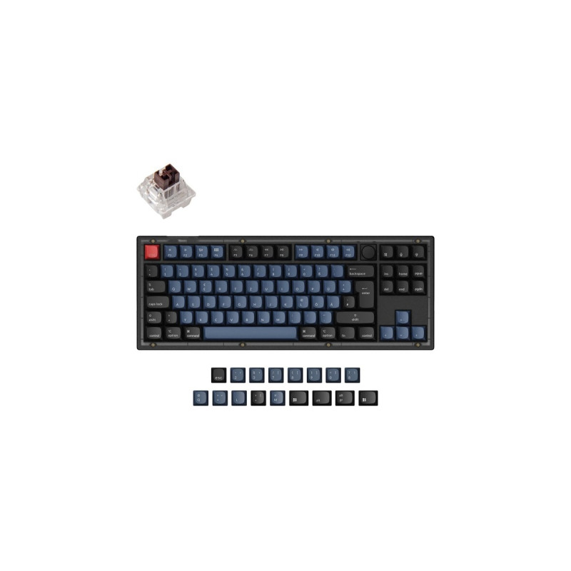 Keychron V3 Knob, Gaming-Tastatur(schwarz/blaugrau, DE-Layout, Keychron K Pro Brown, Hot-Swap, RGB)