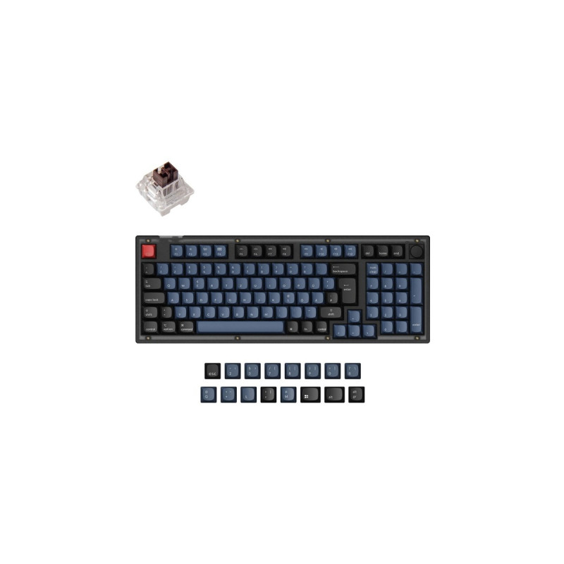 Keychron V5, Gaming-Tastatur(schwarz/blaugrau, DE-Layout, Keychron K Pro Brown, Hot-Swap, RGB)