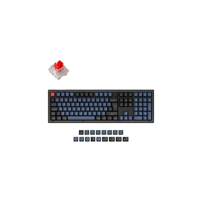 Keychron V6, Gaming-Tastatur(schwarz/blaugrau, DE-Layout, Keychron K Pro Red, Hot-Swap, RGB)