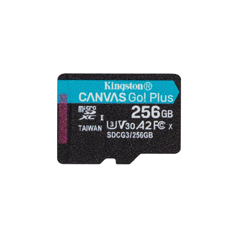 Kingston Canvas Go! Plus 256 GB microSDXC, Speicherkarte(schwarz, UHS-I U3, Class 10, V30, A2)