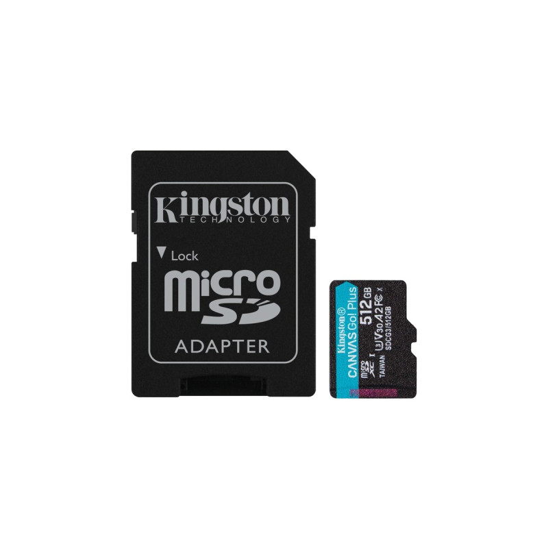 Kingston Canvas Go! Plus 512 GB microSDXC, Speicherkarte(schwarz, UHS-I U3, Class 10, V30, A2)