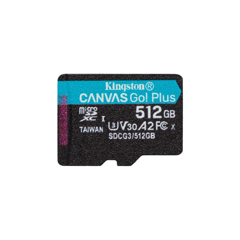 Kingston Canvas Go! Plus 512 GB microSDXC, Speicherkarte(schwarz, UHS-I U3, Class 10, V30, A2)
