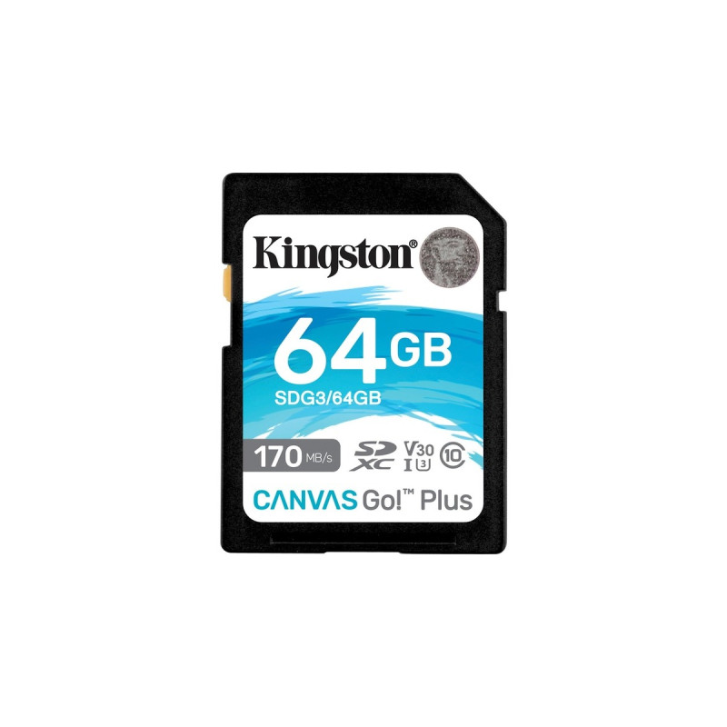 Kingston Canvas Go! Plus 64 GB SDXC, Speicherkarte(schwarz, UHS-I U3, Class 10, V30)