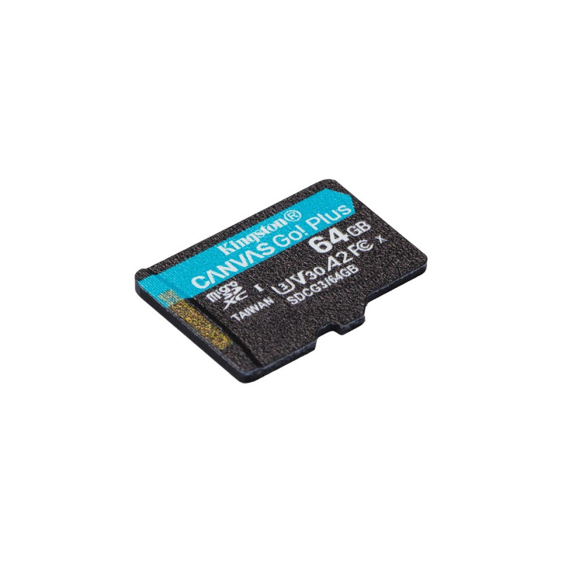 Kingston Canvas Go! Plus 64 GB microSDXC, Speicherkarte(schwarz, UHS-I U3, Class 10, V30, A2)