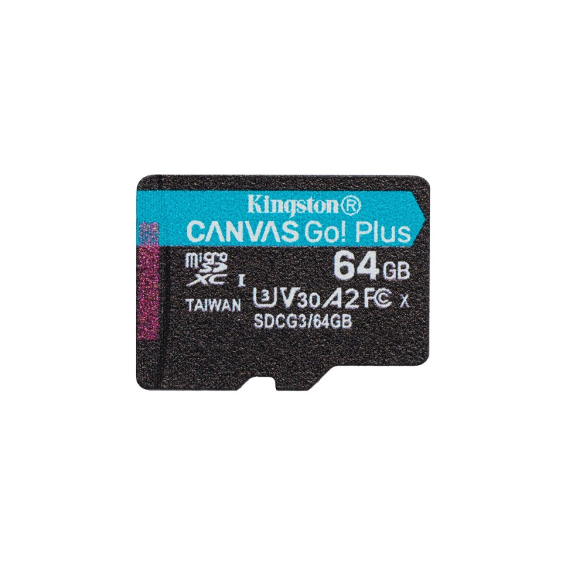 Kingston Canvas Go! Plus 64 GB microSDXC, Speicherkarte(schwarz, UHS-I U3, Class 10, V30, A2)