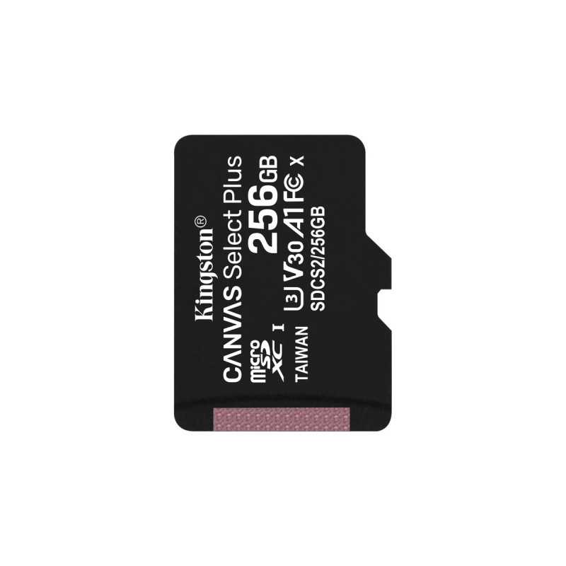 Kingston Canvas Select Plus 256 GB microSDXC, Speicherkarte(schwarz, UHS-I U3, Class 10, V30, A1)