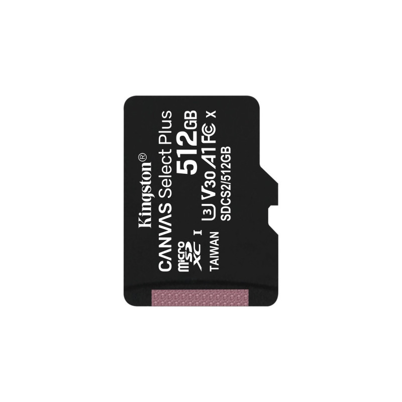 Kingston Canvas Select Plus 512 GB microSDHC, Speicherkarte(schwarz, UHS-I U3, Class 10, V30, A1)