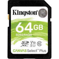 Kingston Canvas Select Plus 64 GB SDXC, Speicherkarte(schwarz, UHS-I U1, Class 10, V10)