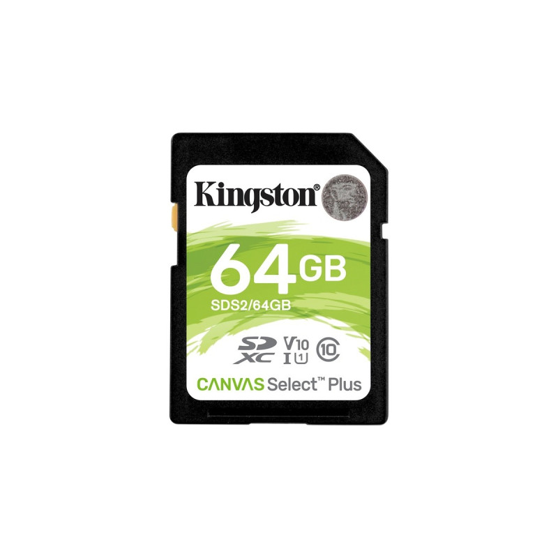 Kingston Canvas Select Plus 64 GB SDXC, Speicherkarte(schwarz, UHS-I U1, Class 10, V10)