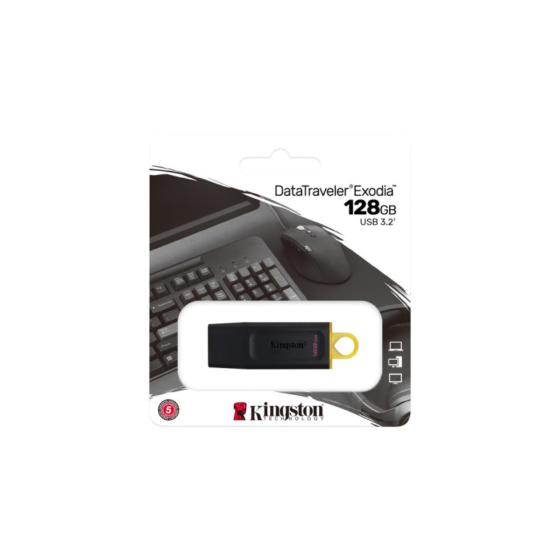 Kingston DataTraveler Exodia 128 GB, USB-Stick(schwarz/gelb, USB-A 3.2 Gen 1)