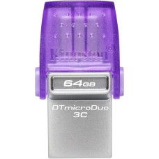 Kingston DataTraveler microDuo 3C 64 GB, USB-Stick(violett/transparent, USB-A 3.2 Gen 1, USB-C 3.2 Gen 1)