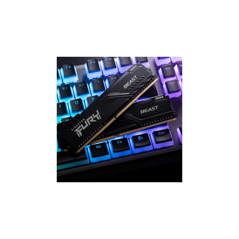 Kingston FURY DIMM 16 GB DDR4-3600 (2x 8 GB) Dual-Kit, Arbeitsspeicher(schwarz, KF436C17BBK2/16, Beast, INTEL XMP)
