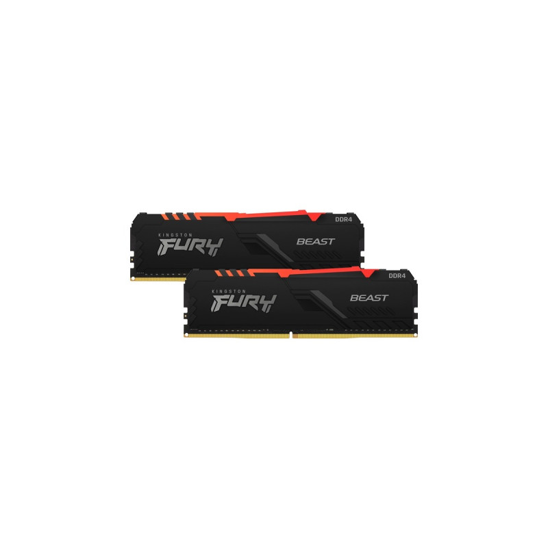Kingston FURY DIMM 32 GB DDR4-3200 (2x 16 GB) Dual-Kit, Arbeitsspeicher(schwarz, KF432C16BBAK2/32, Beast RGB, INTEL XMP)