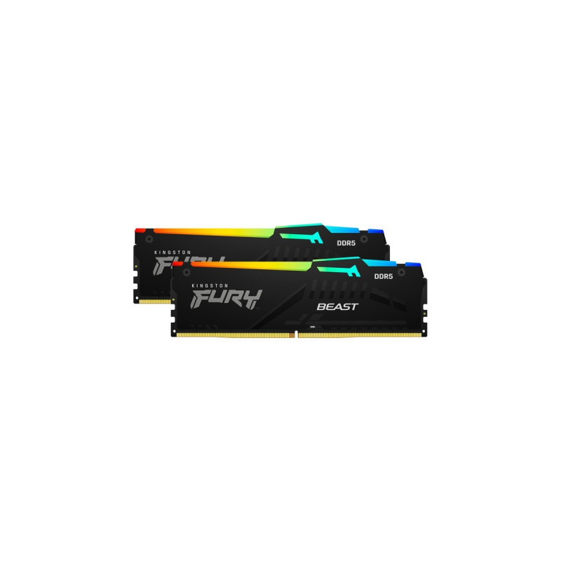 Kingston FURY DIMM 32 GB DDR5-5600 (2x 16 GB) Dual-Kit, Arbeitsspeicher(schwarz, KF556C36BBEAK2-32, Fury Beast RGB, INTEL XMP, AMD EXPO)