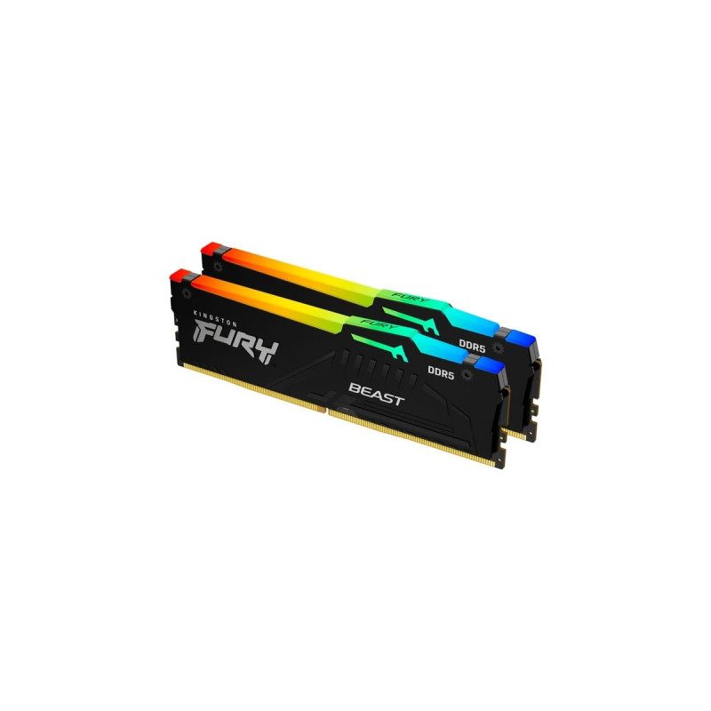 Kingston FURY DIMM 32 GB DDR5-5600 (2x 16 GB) Dual-Kit, Arbeitsspeicher(schwarz, KF556C36BBEAK2-32, Fury Beast RGB, INTEL XMP, AMD EXPO, Outlet)