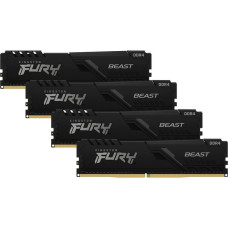 Kingston FURY DIMM 64 GB DDR4-2666 (4x 16 GB) Quad-Kit, Arbeitsspeicher(schwarz, KF426C16BBK4/64, Beast, INTEL XMP)