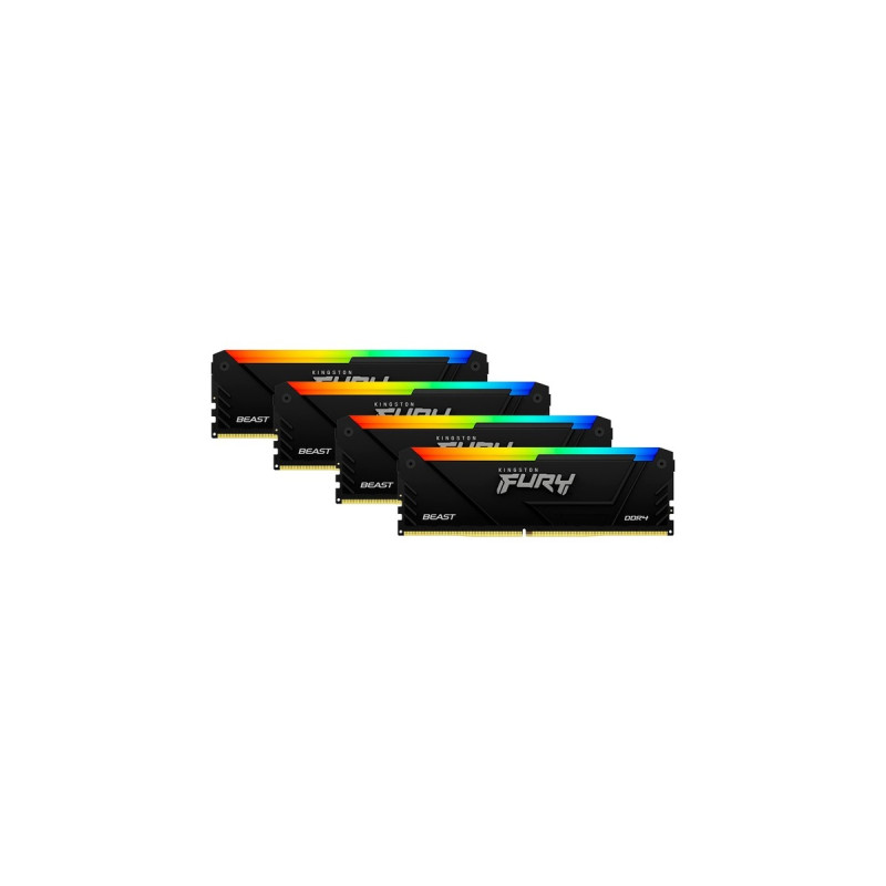 Kingston FURY DIMM 64 GB DDR4-2666 (4x 16 GB) Quad-Kit , Arbeitsspeicher(schwarz, KF426C16BB2AK4/64, Beast RGB, INTEL XMP)