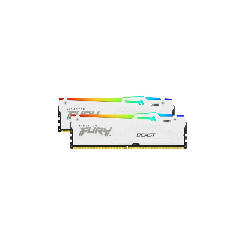 Kingston FURY DIMM 64 GB DDR5-5600 (2x 32 GB) Dual-Kit, Arbeitsspeicher(weiß, KF556C40BWAK2-64, Beast RGB, INTEL XMP)