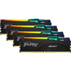 Kingston FURY DIMM 64 GB DDR5-5600 (4x 16 GB) Quad-Kit, Arbeitsspeicher(schwarz, KF556C40BBAK4-64, Fury Beast RGB, INTEL XMP)