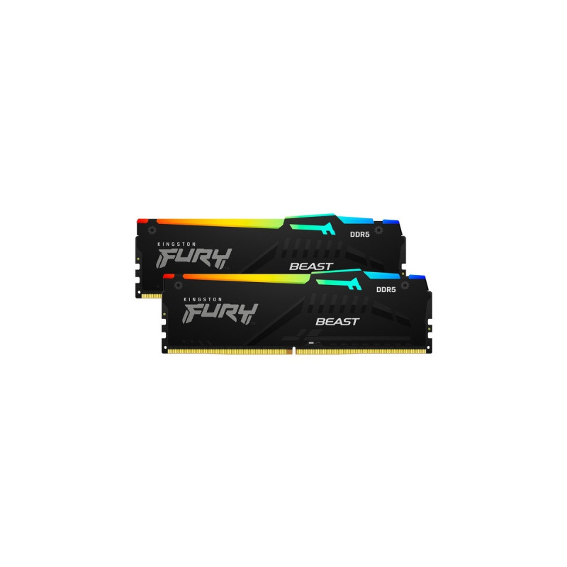 Kingston FURY DIMM 64 GB DDR5-6000 (2x 32 GB) Dual-Kit, Arbeitsspeicher(schwarz, KF560C40BBAK2-64, Beast RGB, INTEL XMP)
