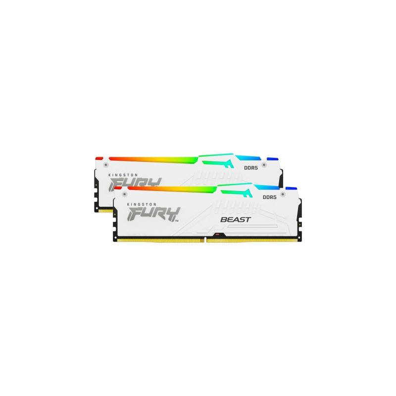 Kingston FURY DIMM 64 GB DDR5-6000 (2x 32 GB) Dual-Kit, Arbeitsspeicher(weiß, KF560C36BWEAK2-64, Beast RGB, INTEL XMP, AMD EXPO)