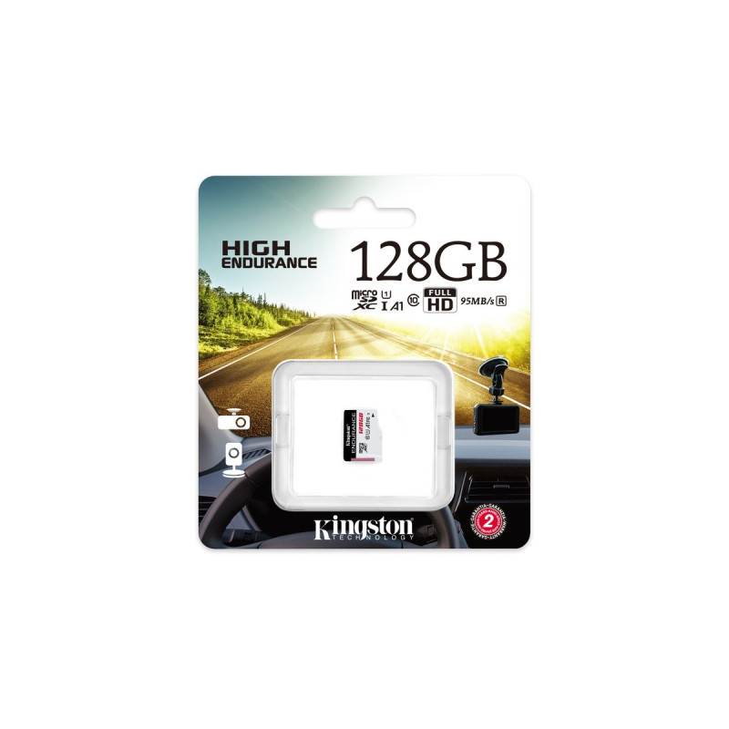 Kingston High Endurance 128 GB microSDXC, Speicherkarte(weiß/schwarz, UHS-I U1, Class 10, A1)