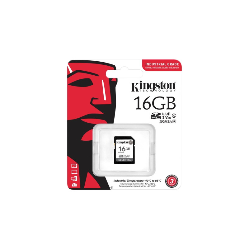 Kingston Industrial 16 GB SDHC, Speicherkarte(schwarz, UHS-I U3, Class 10, V30, A1)