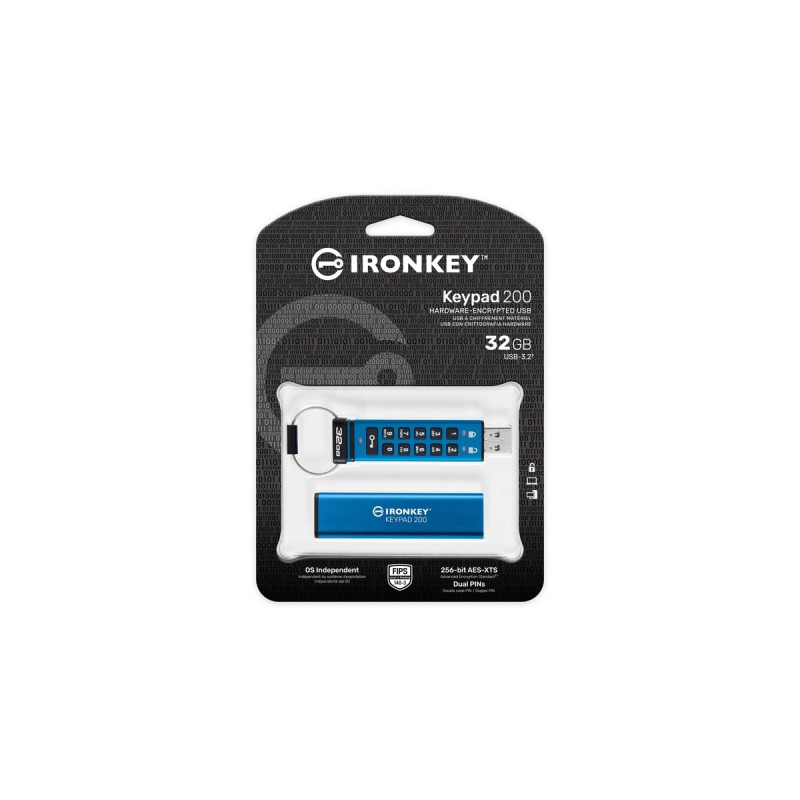 Kingston IronKey Keypad 200 32 GB, USB-Stick(USB-A 3.2 Gen 1)