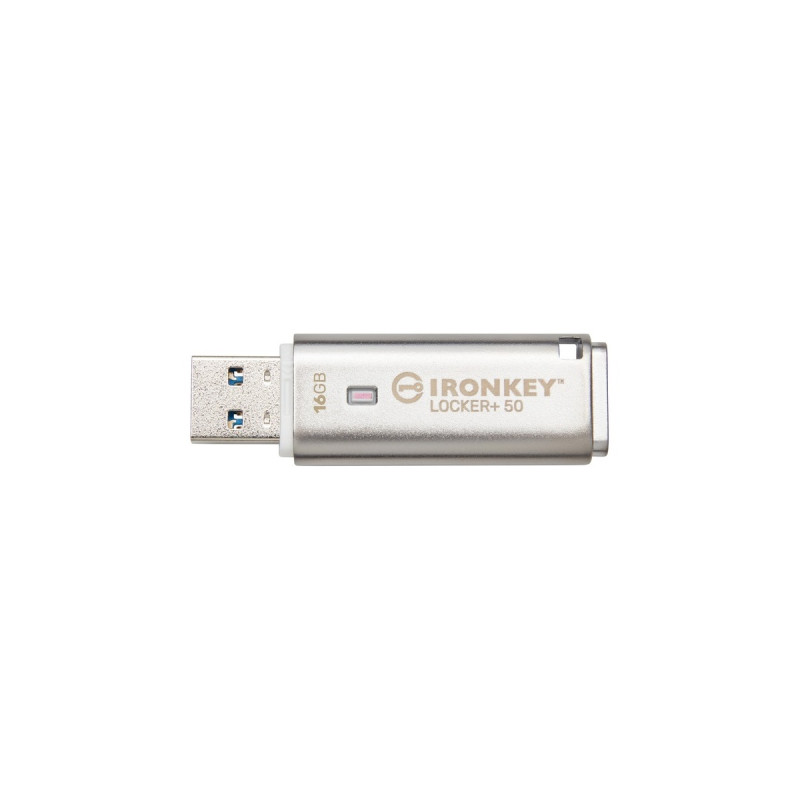 Kingston IronKey Locker+ 50 16 GB, USB-Stick(aluminium, USB-A 3.2 Gen 1)