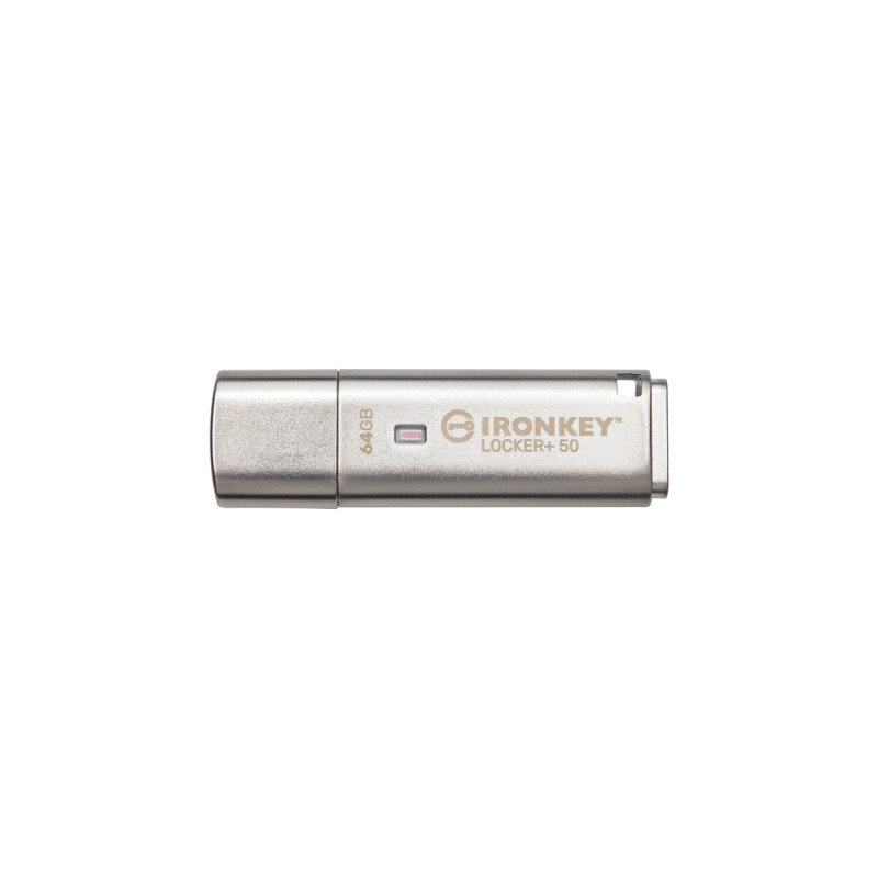 Kingston IronKey Locker+ 50 64 GB, USB-Stick(aluminium, USB-A 3.2 Gen 1)