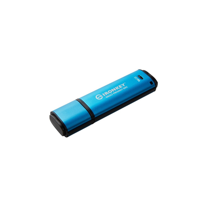 Kingston IronKey Vault Privacy 50 16 GB, USB-Stick(hellblau/schwarz, USB-C 3.2 Gen 1)