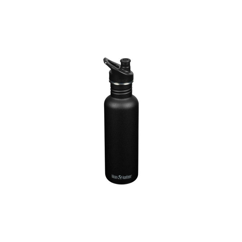 Klean Kanteen Trinkflasche Classic 800ml(schwarz (matt), mit schwarzem SPORT CAP)