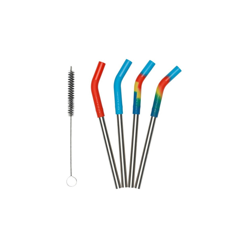 Klean Kanteen Trinkhalme aus Edelstahl, kurz(edelstahl/mehrfarbig, 4 Stück)