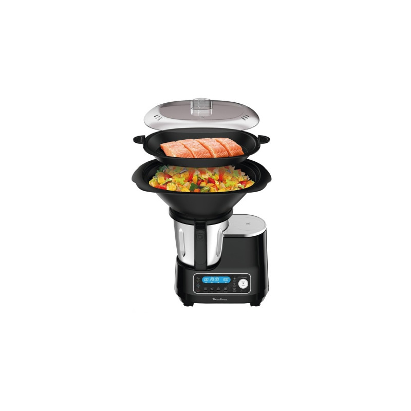 Krups Küchenmaschine Moulinex ClickChef HF4568(schwarz/edelstahl, 1.400 Watt, integrierte Waage, mit Kochfunktion)