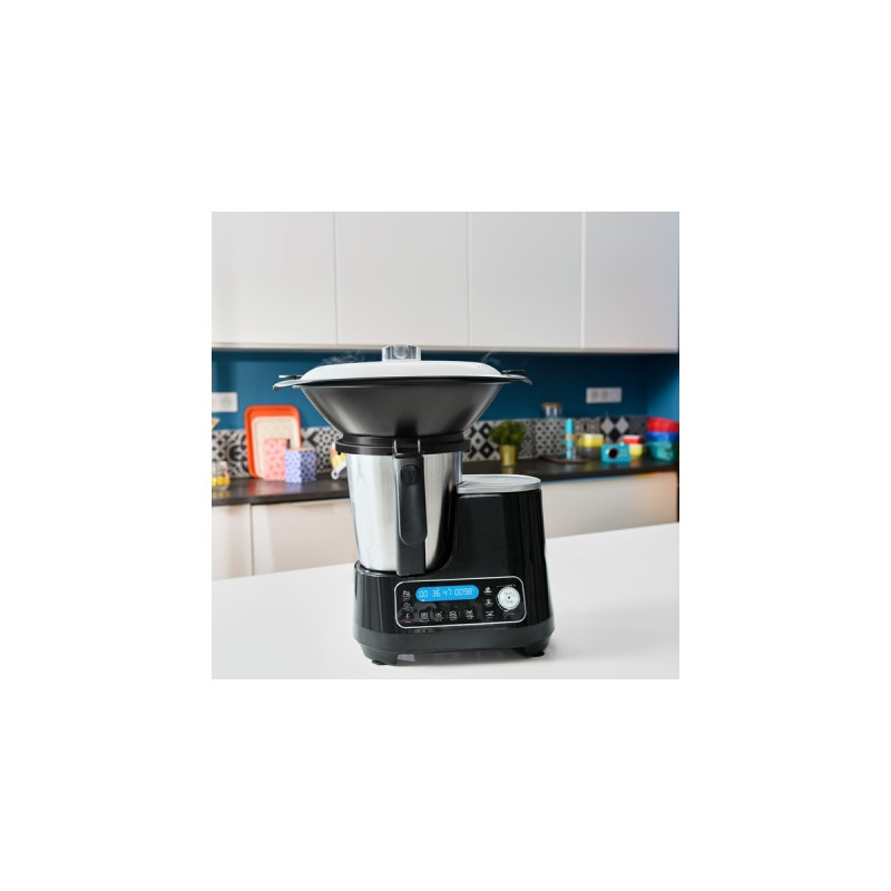 Krups Küchenmaschine Moulinex ClickChef HF4568(schwarz/edelstahl, 1.400 Watt, integrierte Waage, mit Kochfunktion)