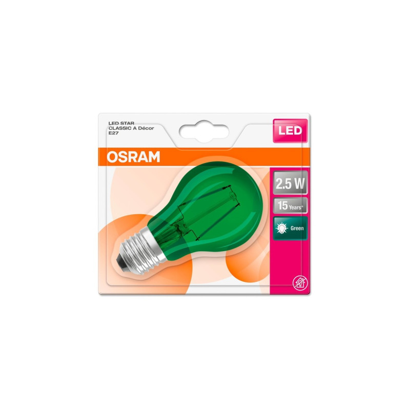 LEDVANCE Osram LED STAR Deco Classic Grün 1.6 W/7500K E27, LED-Leuchte(ersetzt 15 Watt)