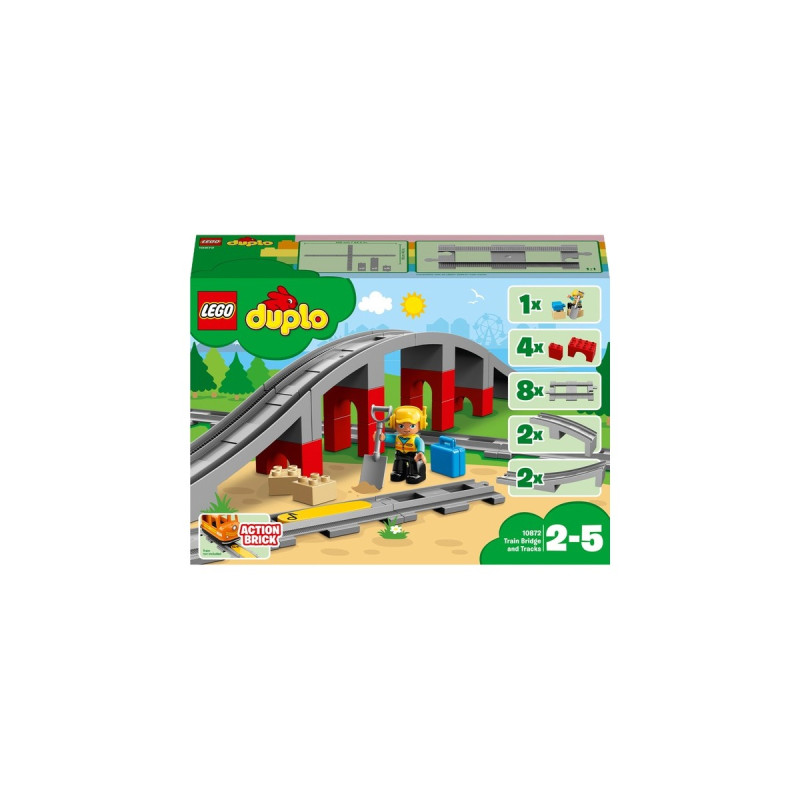 LEGO 10872 DUPLO Eisenbahnbrücke und Schienen, Konstruktionsspielzeug