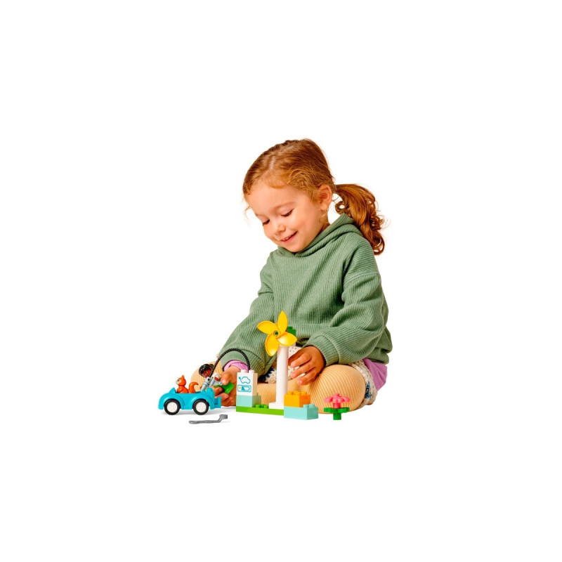 LEGO 10985 DUPLO Windrad und Elektroauto, Konstruktionsspielzeug