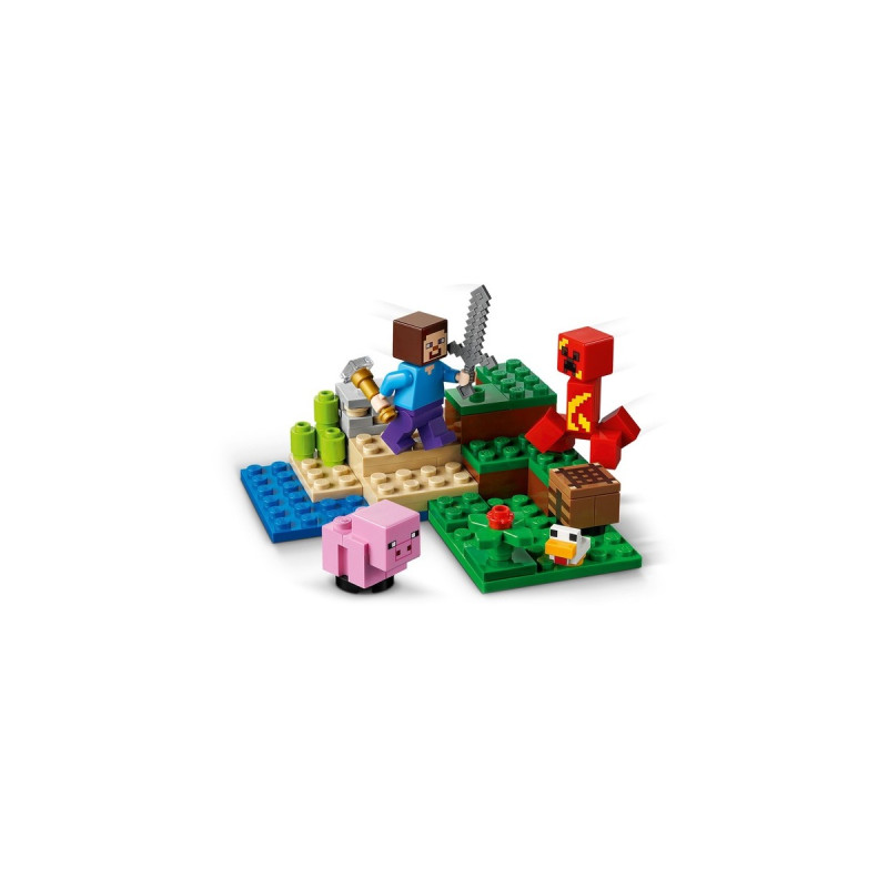 LEGO 21177 Minecraft Der Hinterhalt des Creeper, Konstruktionsspielzeug(Spielzeugset mit Steve, Schweinchen- und Kükenfiguren, Kinderspielzeug ab 7 Jahren mit Minifiguren)
