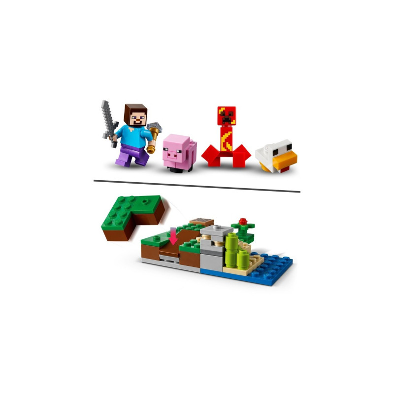 LEGO 21177 Minecraft Der Hinterhalt des Creeper, Konstruktionsspielzeug(Spielzeugset mit Steve, Schweinchen- und Kükenfiguren, Kinderspielzeug ab 7 Jahren mit Minifiguren)