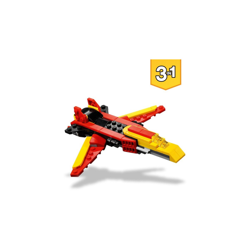 LEGO 31124 Creator 3-in-1 Super-Mech, Konstruktionsspielzeug(Roboter, Drache Figur, Flugzeug)