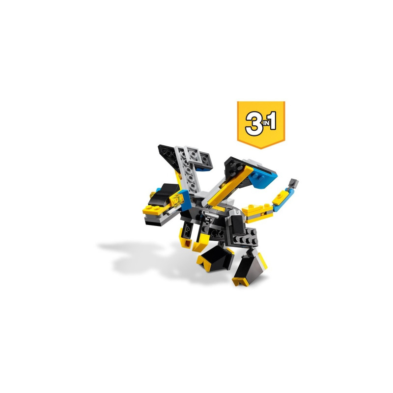 LEGO 31124 Creator 3-in-1 Super-Mech, Konstruktionsspielzeug(Roboter, Drache Figur, Flugzeug)