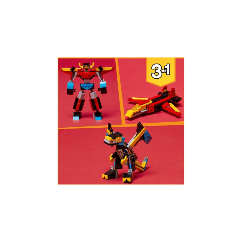 LEGO 31124 Creator 3-in-1 Super-Mech, Konstruktionsspielzeug(Roboter, Drache Figur, Flugzeug)