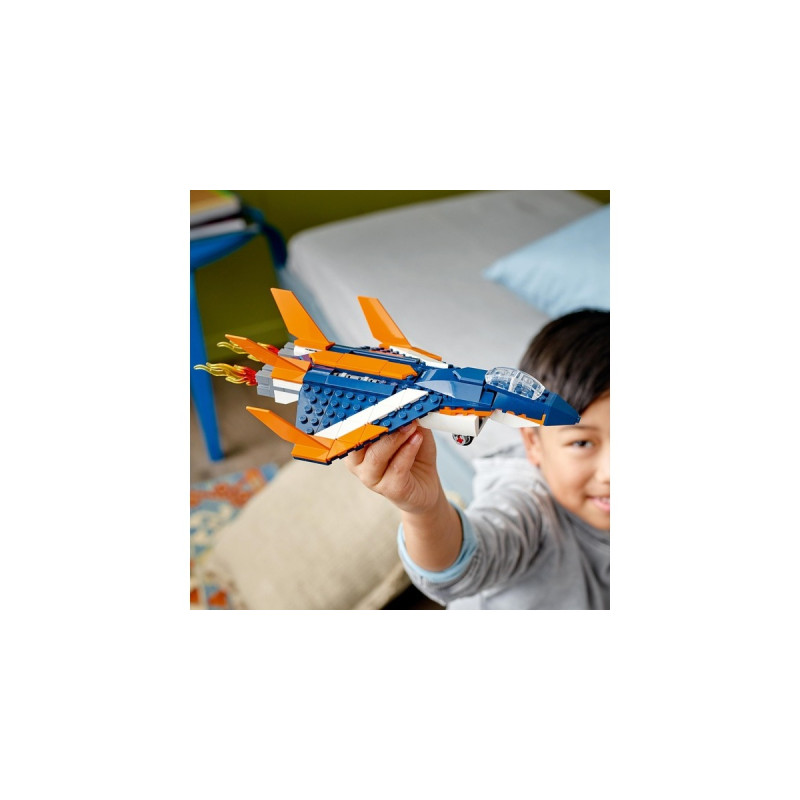 LEGO 31126 Creator 3-in-1 Überschalljet, Konstruktionsspielzeug(Flugzeug, Hubschrauber und Boot)